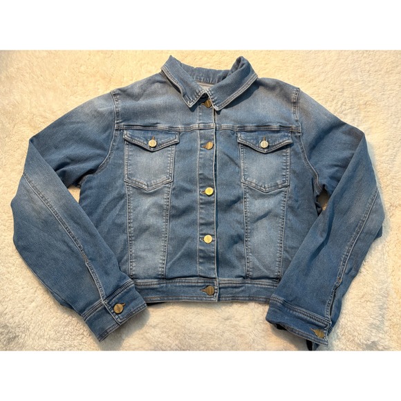 JONES NEW YORK SIGNATURE Jackets & Blazers - JONES NEW YORK SIGNATURE Denim Jacket Womens Size L Blue Jean Trucker Style